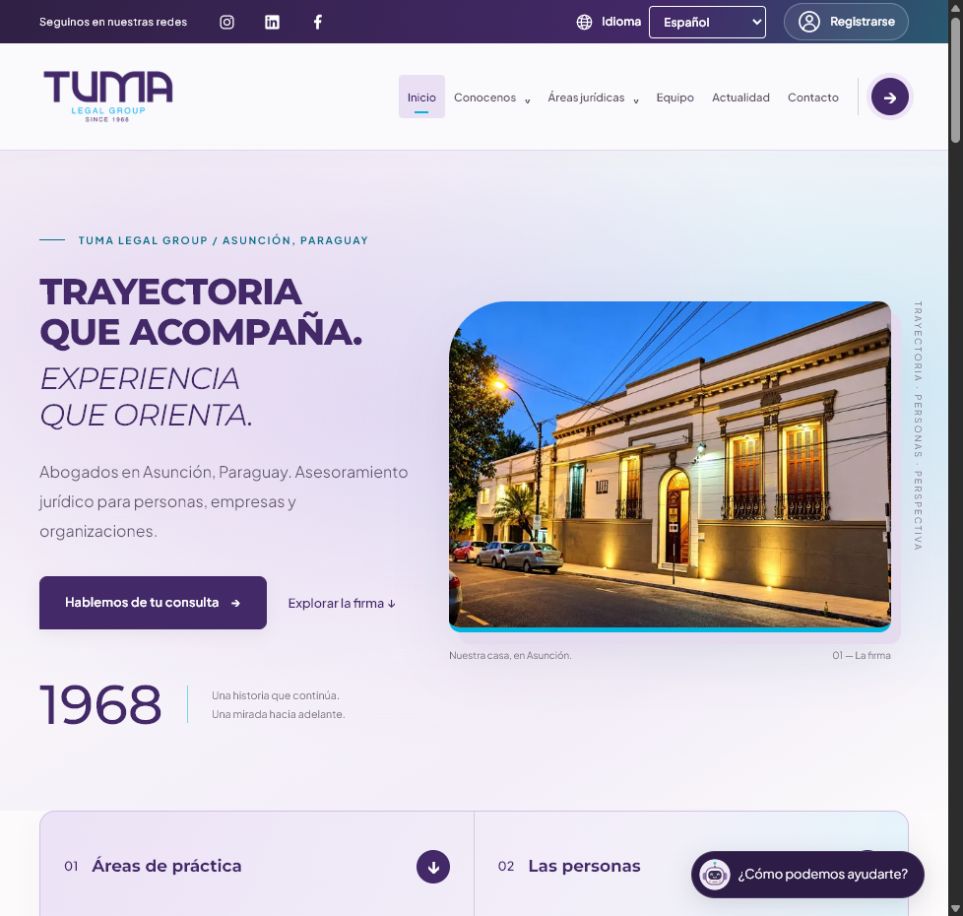 Portada del sitio publicado de Estudio Tuma